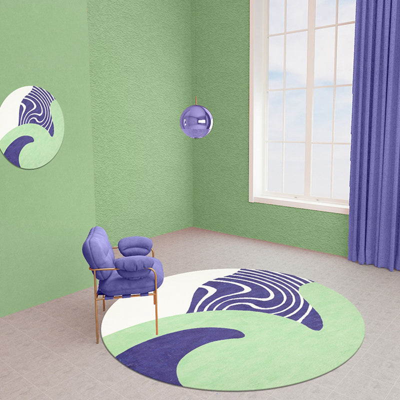 Avtoit | Stylish Green Modernist Carpet Polyester Color Block Carpet Washable Pet-Friendly Non-Slip Carpet for Living Room