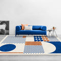 Avtoit | Stylish Blue Nordic Carpet Polyester Geometric and Striped Pattern Washable Carpet Pet-Friendly Non-Slip Rug for the Living Room