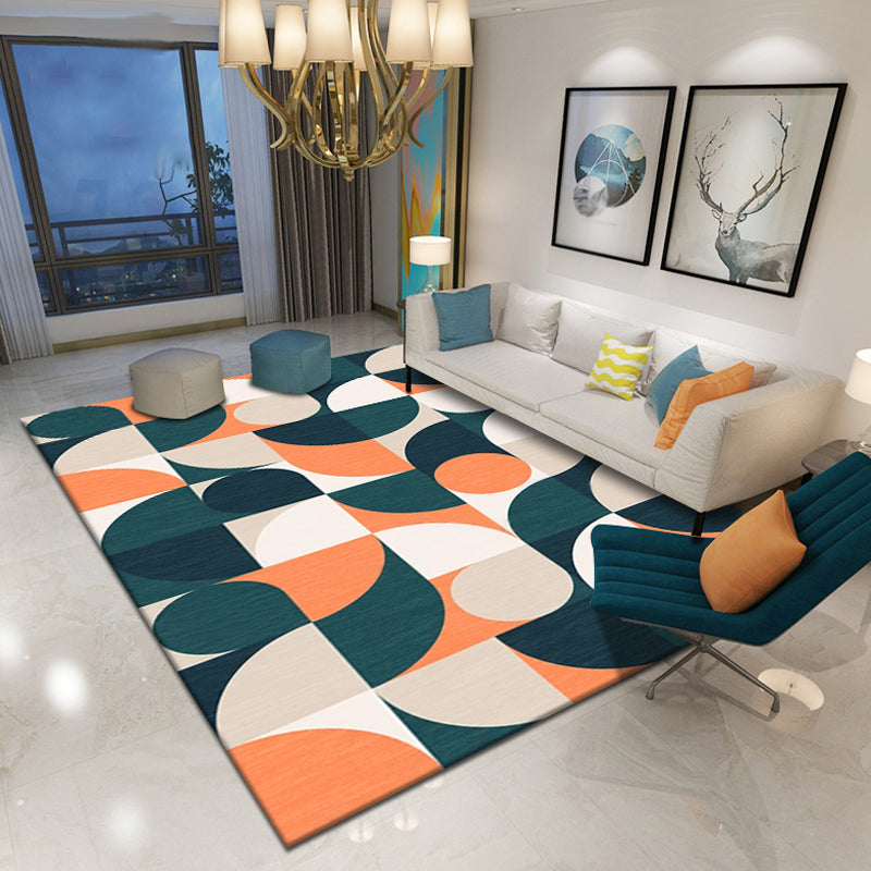 Avtoit | Multicolor Geometric Pattern Rug Polyester Simple Rug Washable Non-Slip Pet-Friendly Area Rug for Living Room