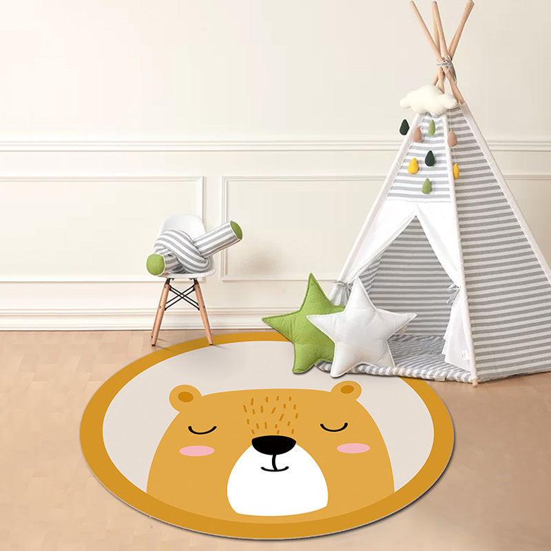 Avtoit | Multicolor Animal Pattern Rug Polyester Kids Rug Washable Non-Slip Pet-Friendly Rug for Children's Room