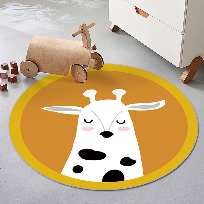 Avtoit | Multicolor Animal Pattern Rug Polyester Kids Rug Washable Non-Slip Pet-Friendly Rug for Children's Room