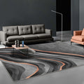 Avtoit | Creative Black Modernist Carpet Polyester Swirl Striped Pattern Rug Washable Pet-Friendly Non-Slip Area Rug for Living Room