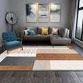 Avtoit | Brown geometric patterned rug with stripes, modern rug, washable, non-slip, pet-friendly rug for the living room