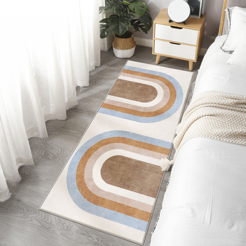Avtoit | Stylish brown Nordic carpet polyester geometric pattern carpet washable pet-friendly non-slip carpet for the living room