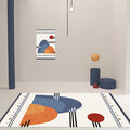Avtoit | Blue Mountain Pattern Rug Polyester Oriental Rug Washable Non-Slip Pet-Friendly Rug for Living Room