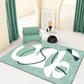 Avtoit | Novelty Abstract Rug Green Polyester Rug Non-Slip Back Washable Pet-Friendly Rug for Home