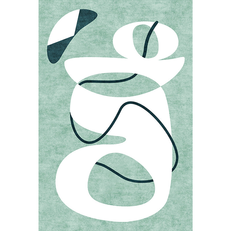 Avtoit | Novelty Abstract Rug Green Polyester Rug Non-Slip Back Washable Pet-Friendly Rug for Home