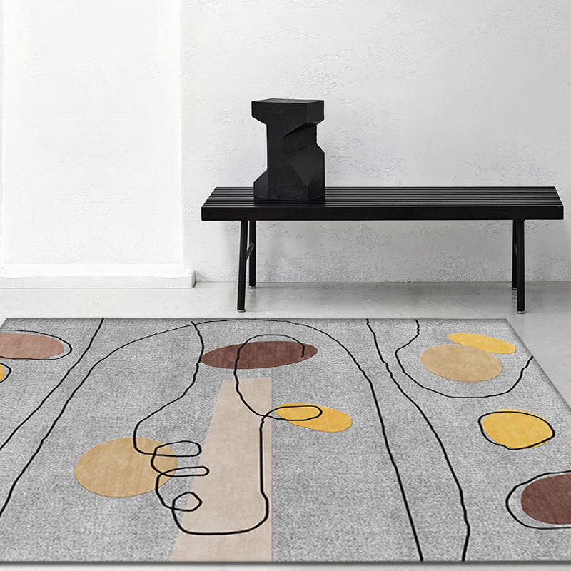 Avtoit | Green and Beige Abstract Carpet Polyester Modern Carpet Washable Non-Slip Pet-Friendly Area Rug for Living Room