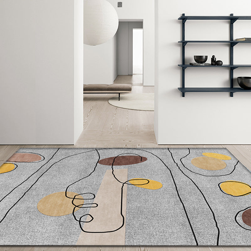 Avtoit | Green and Beige Abstract Carpet Polyester Modern Carpet Washable Non-Slip Pet-Friendly Area Rug for Living Room