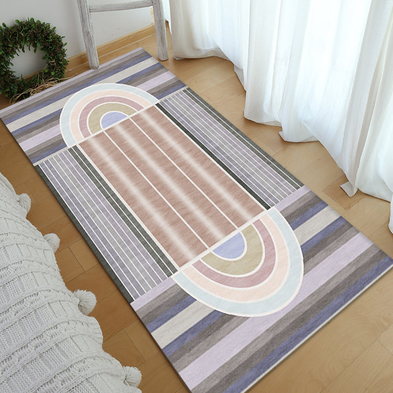 Avtoit | Casual Modernism Rug Brown Striped Pattern Rug Pet Friendly Non-Slip Washable Rug for Decoration