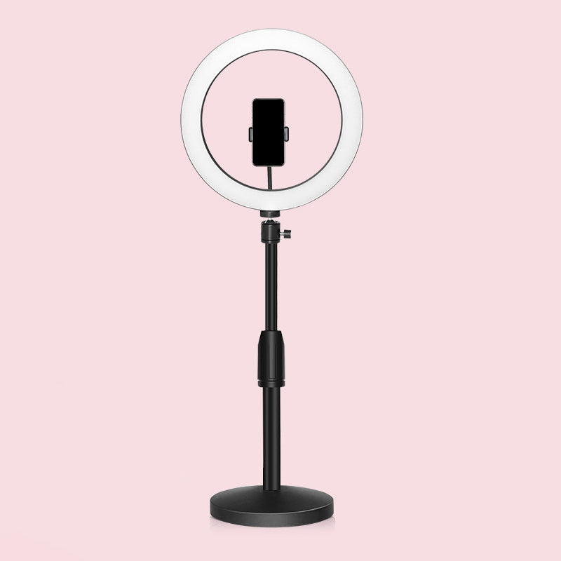 Avtoit | Minimalistic Circular Make-Up Lamp Metal Mobile Phone Holder USB LED Fill Light in Black