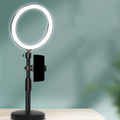 Avtoit | Minimalistic Circular Make-Up Lamp Metal Mobile Phone Holder USB LED Fill Light in Black