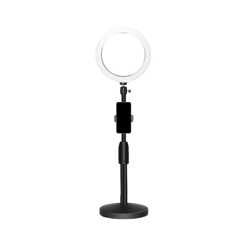 Avtoit | Minimalistic Circular Make-Up Lamp Metal Mobile Phone Holder USB LED Fill Light in Black