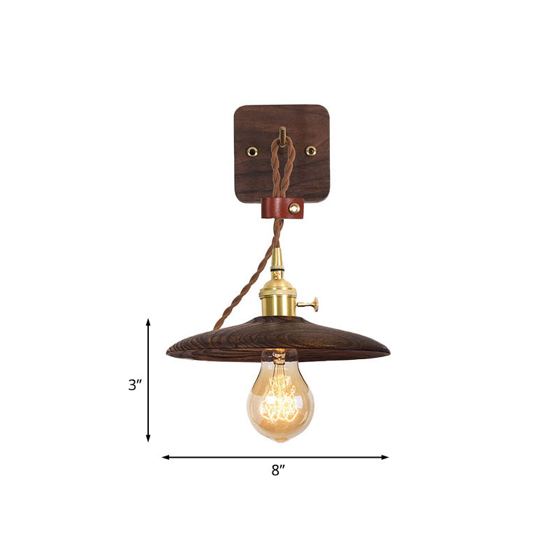 Avtoit | Wooden Tray Plug Wall Lighting Ideas Rustic 1 Light Bulb 8"/10" Wide Nightstand Wall Lamp in Brown with Extra Long Cable