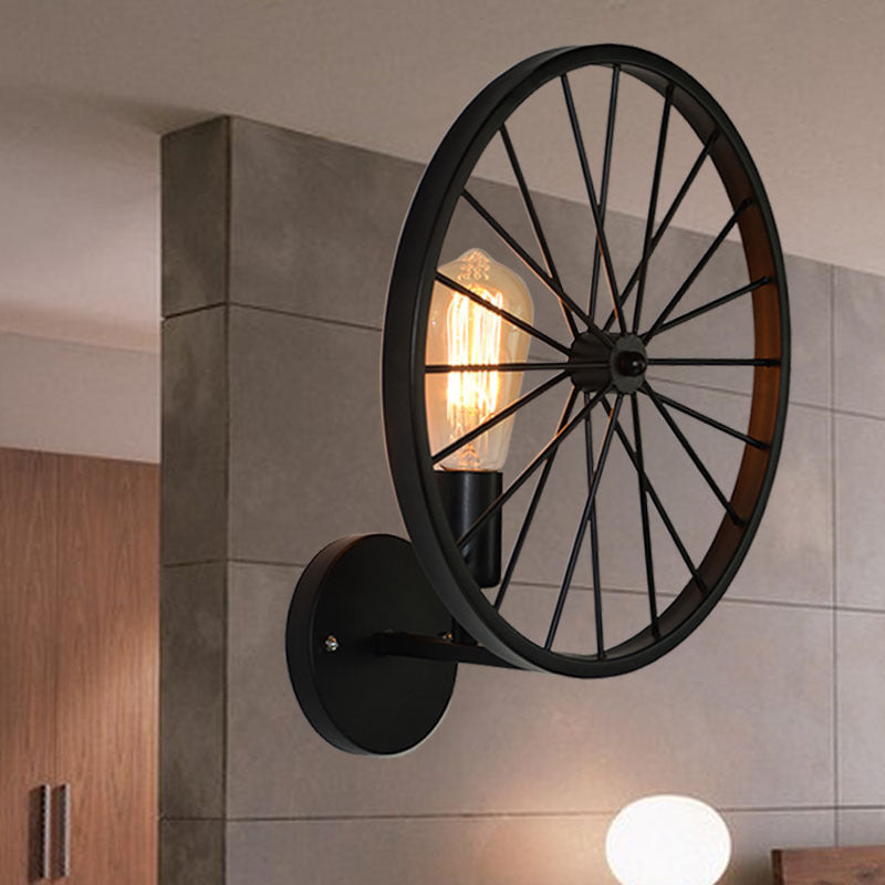 Avtoit | 1 Bulb Metal Wall Lighting Vintage Black Version Wheel Restaurant Wall Lamp