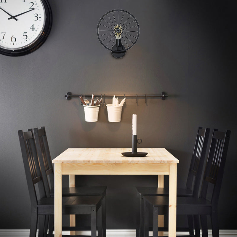 Avtoit | 1 Bulb Metal Wall Lighting Vintage Black Version Wheel Restaurant Wall Lamp