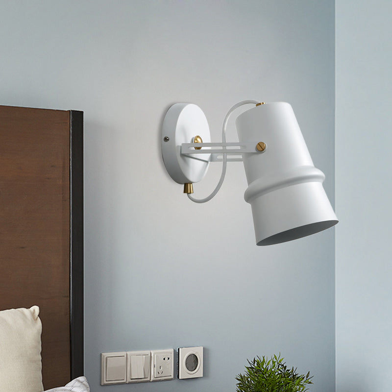 Avtoit | Black/White Cone Wall Lamp Vintage Iron 1-Head Living Room Adjustable Wall Light Lighting Fixture