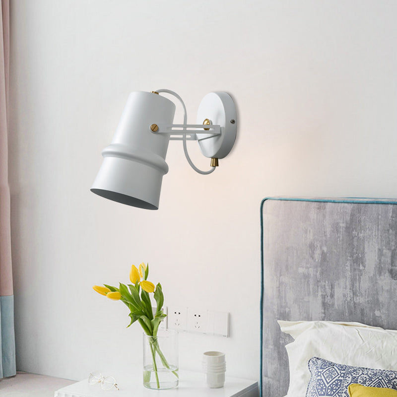 Avtoit | Black/White Cone Wall Lamp Vintage Iron 1-Head Living Room Adjustable Wall Light Lighting Fixture