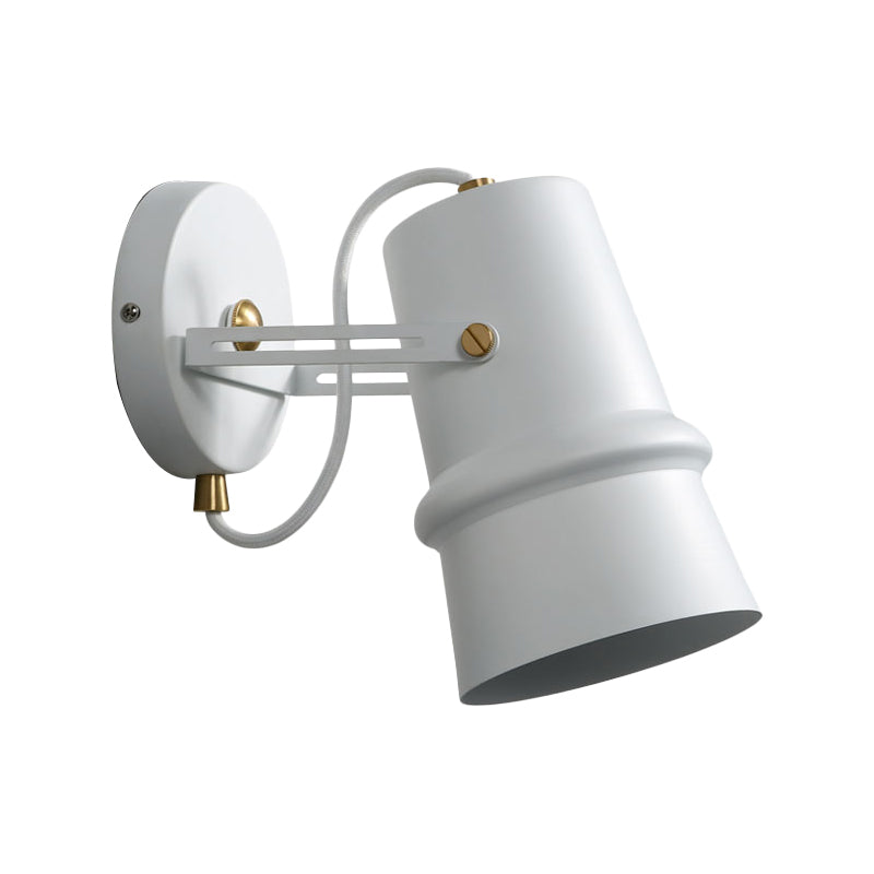 Avtoit | Black/White Cone Wall Lamp Vintage Iron 1-Head Living Room Adjustable Wall Light Lighting Fixture