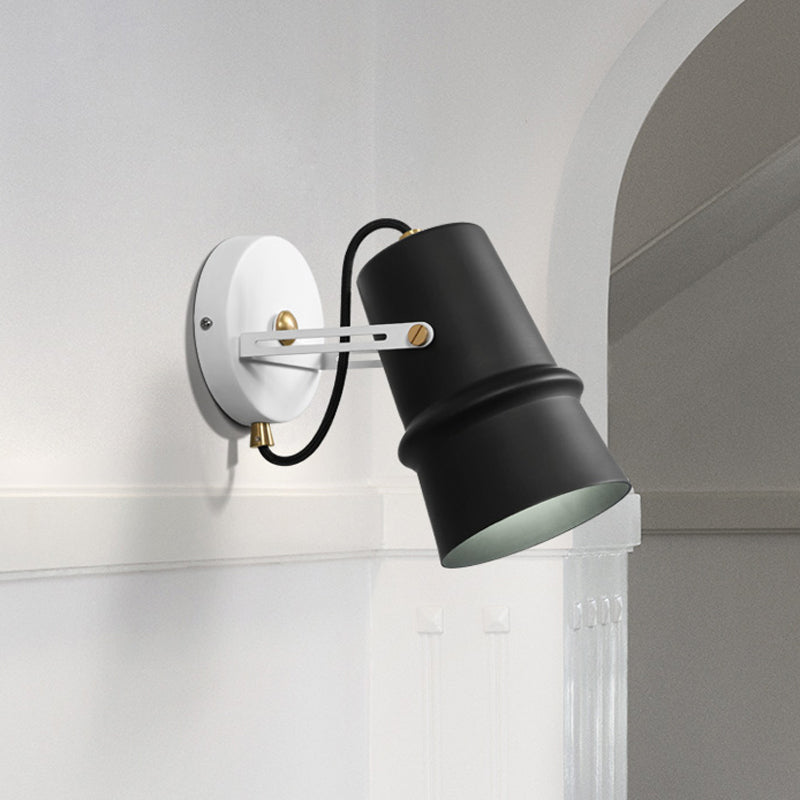 Avtoit | Black/White Cone Wall Lamp Vintage Iron 1-Head Living Room Adjustable Wall Light Lighting Fixture