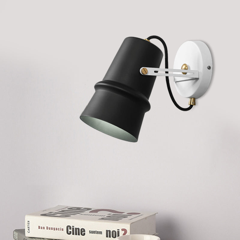 Avtoit | Black/White Cone Wall Lamp Vintage Iron 1-Head Living Room Adjustable Wall Light Lighting Fixture
