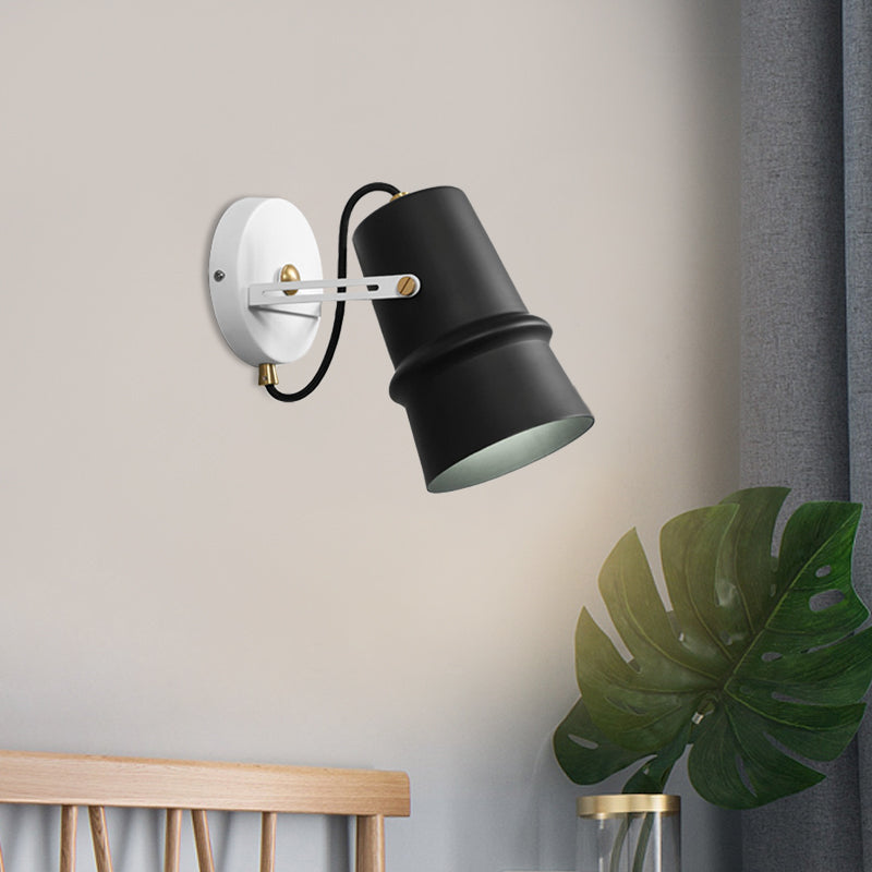 Avtoit | Black/White Cone Wall Lamp Vintage Iron 1-Head Living Room Adjustable Wall Light Lighting Fixture