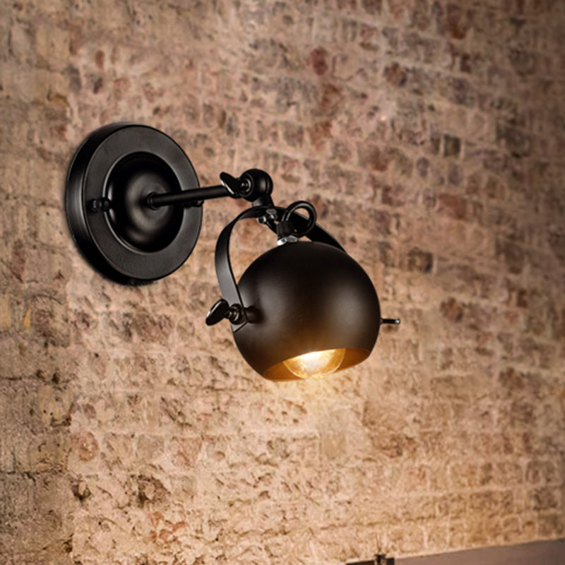 Avtoit | Rotatable 1-Light Dome Wall Lamp Industrial Black Iron Wall Mounted Lighting for Restaurant