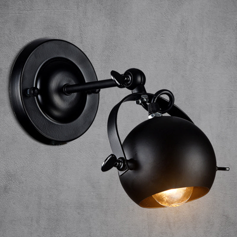 Avtoit | Rotatable 1-Light Dome Wall Lamp Industrial Black Iron Wall Mounted Lighting for Restaurant