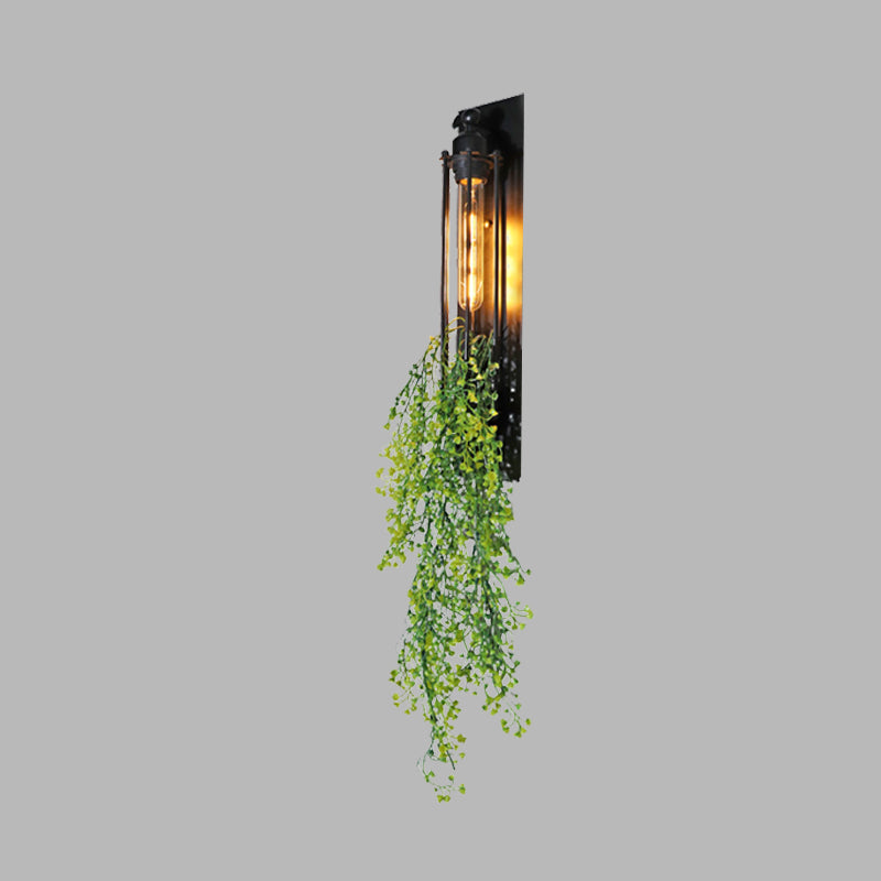 Avtoit | Tubular Cage Corridor Wall Lighting Farm Iron 1-Head Yellow and Green/White/Purple and White Wall Lamp with Artificial Flower