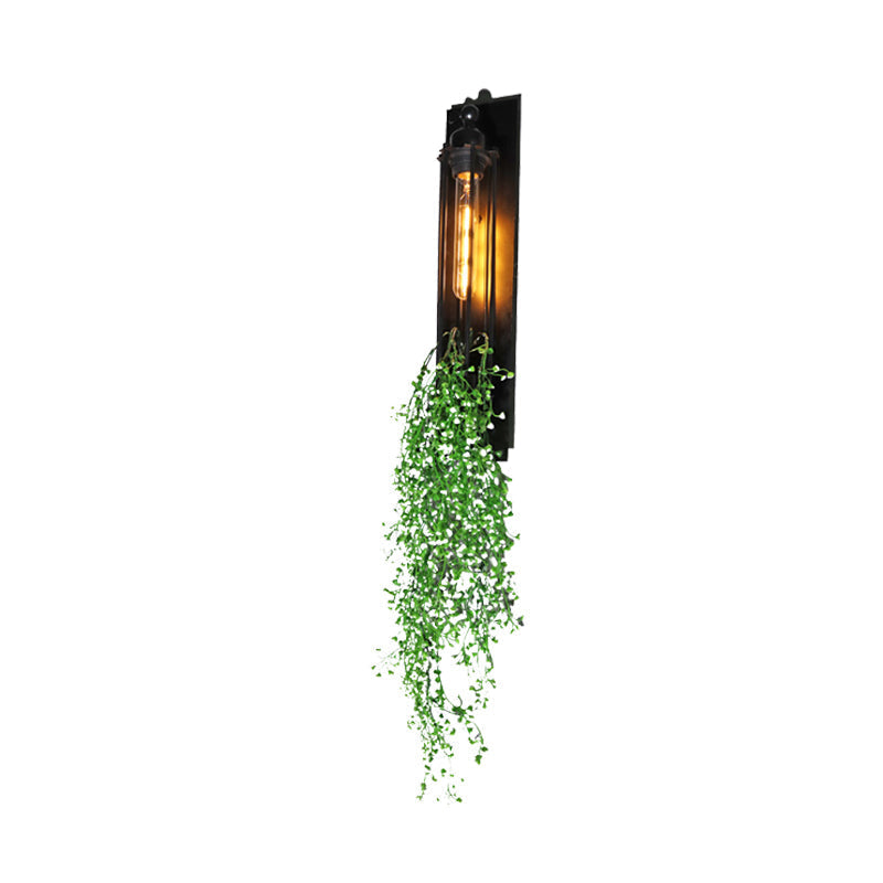 Avtoit | Tubular Cage Corridor Wall Lighting Farm Iron 1-Head Yellow and Green/White/Purple and White Wall Lamp with Artificial Flower