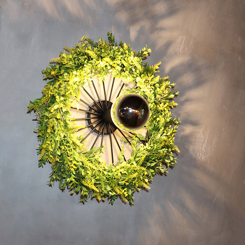 Avtoit | Green Bike Wall Light Fixture Factory Iron 1 Bulb Restaurant Plant Wall Sconces Lighting Fixture, 16"/19.5" H
