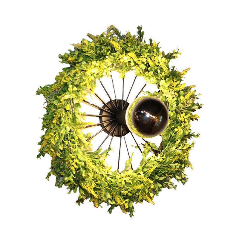 Avtoit | Green Bike Wall Light Fixture Factory Iron 1 Bulb Restaurant Plant Wall Sconces Lighting Fixture, 16"/19.5" H