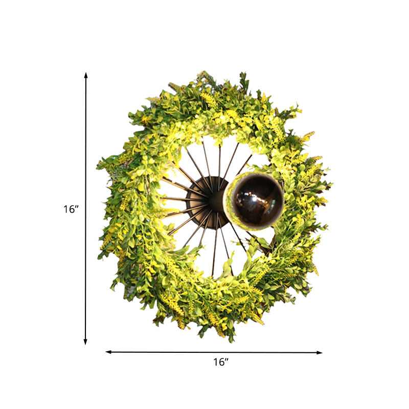 Avtoit | Green Bike Wall Light Fixture Factory Iron 1 Bulb Restaurant Plant Wall Sconces Lighting Fixture, 16"/19.5" H