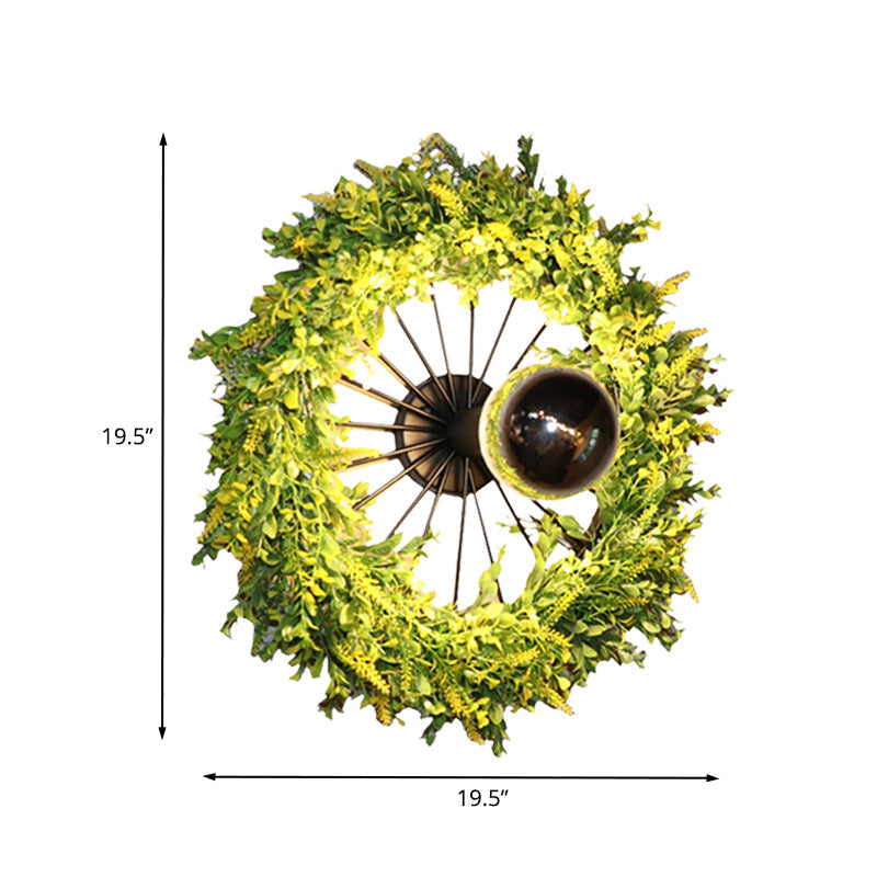 Avtoit | Green Bike Wall Light Fixture Factory Iron 1 Bulb Restaurant Plant Wall Sconces Lighting Fixture, 16"/19.5" H