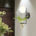 Avtoit | 1 Bulb Wall Lamp Industrial Global Cream/Smoke Grey Glass Wall Light in Black/Gold with Clear Glass Plant Cup