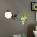 Avtoit | Global Bedroom Wall Light Industrial Cream/Smoke Grey Glass 1 Head Black/Gold Wall Lamp with Clear Glass Plant Holder