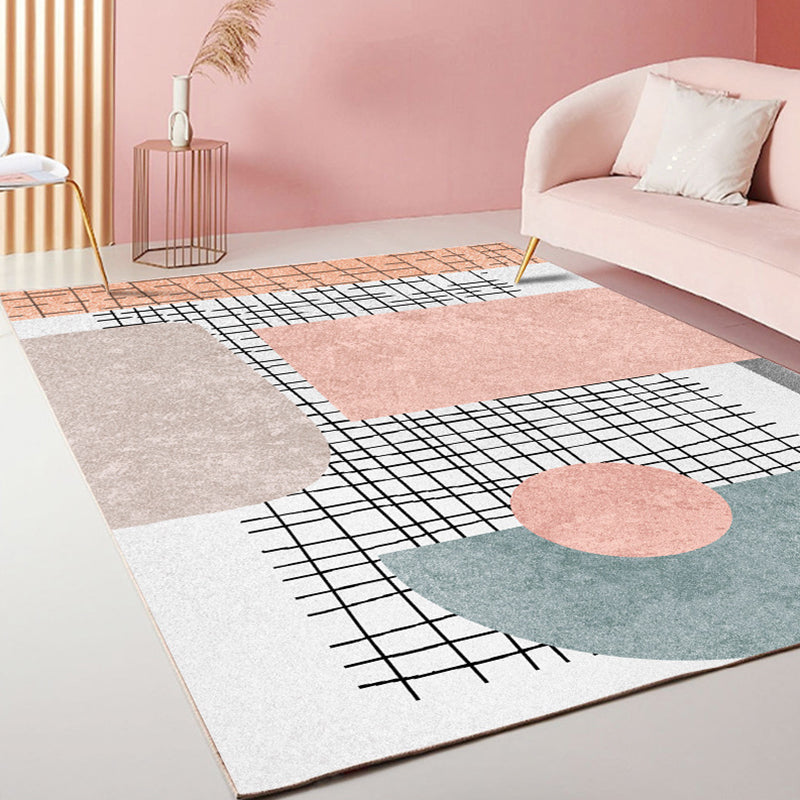 Avtoit | Multicolor Living Room Rug Modernist Geometric and Striped Pattern Rug Polyester Washable Non-Slip Back Pet-Friendly Rug