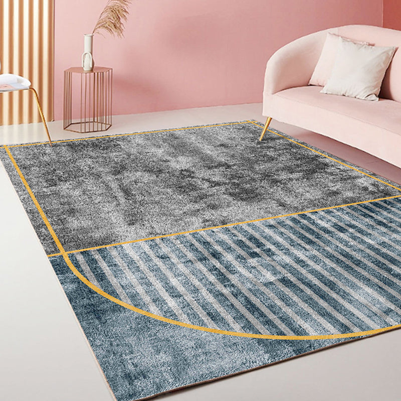 Avtoit | Modernism Striped Pattern Carpet Multicolor Polyester Rug Non-Slip Pet Friendly Washable Area Rug for Living Room