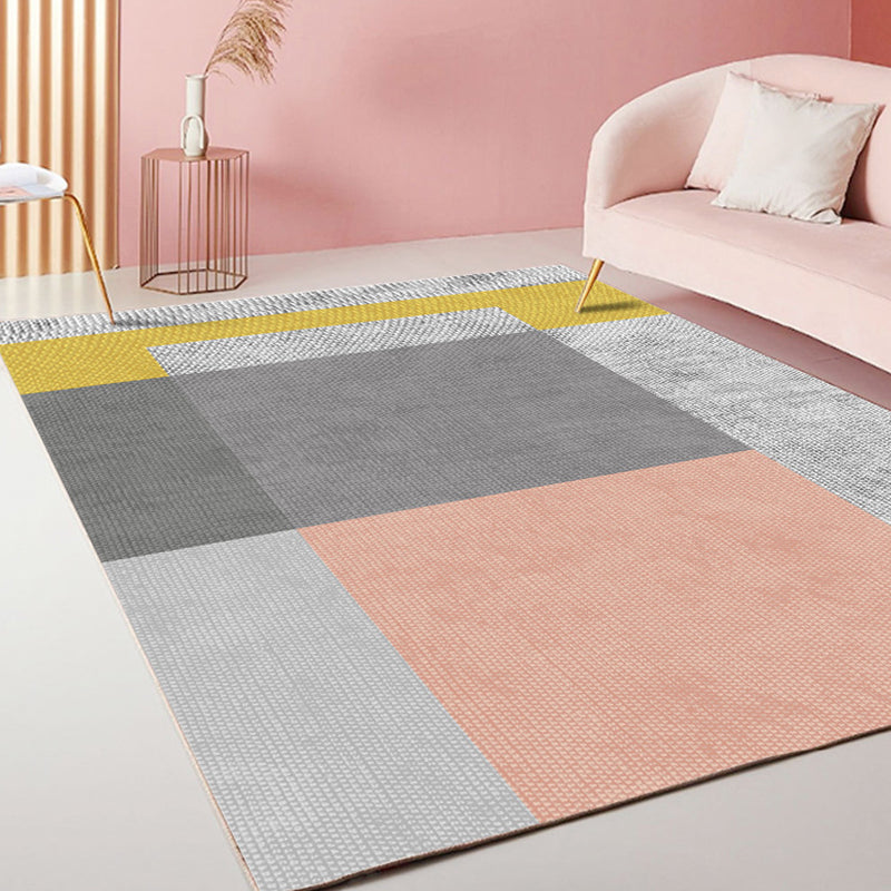 Avtoit | Casual Stripe Pattern Carpet Multicolor Modern Carpet Polyester Pet-Friendly Washable Non-Slip Carpet for the Living Room
