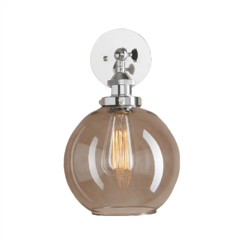 Avtoit | 1 Light gray glass wall lamp Light industrial black/bridge/copper globe living room lighting fixture