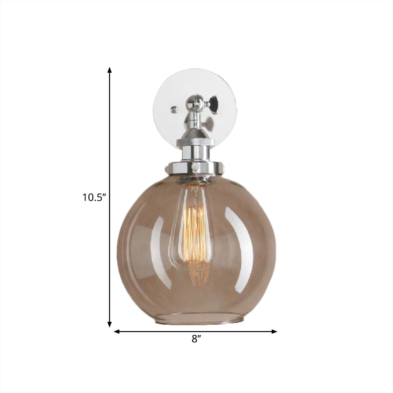 Avtoit | 1 Light gray glass wall lamp Light industrial black/bridge/copper globe living room lighting fixture