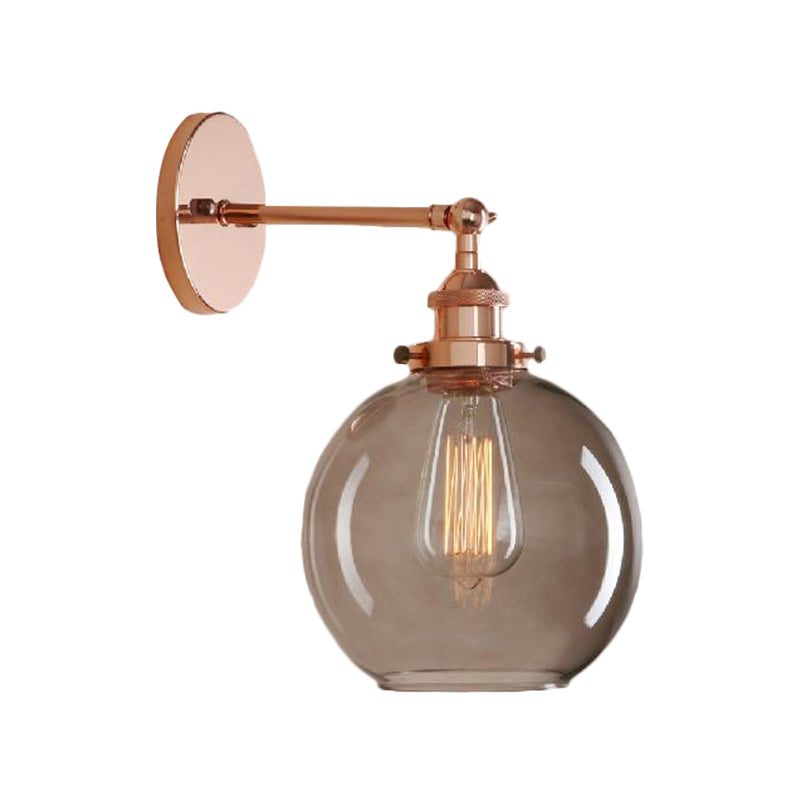 Avtoit | 1 Light gray glass wall lamp Light industrial black/bridge/copper globe living room lighting fixture