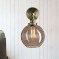 Avtoit | 1 Light gray glass wall lamp Light industrial black/bridge/copper globe living room lighting fixture
