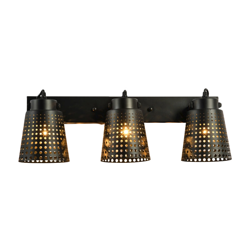Avtoit | Steel Wall Lamp with Hollow Design Industry 1/2/3-Head Indoor Rotating Wall Lamp in Black
