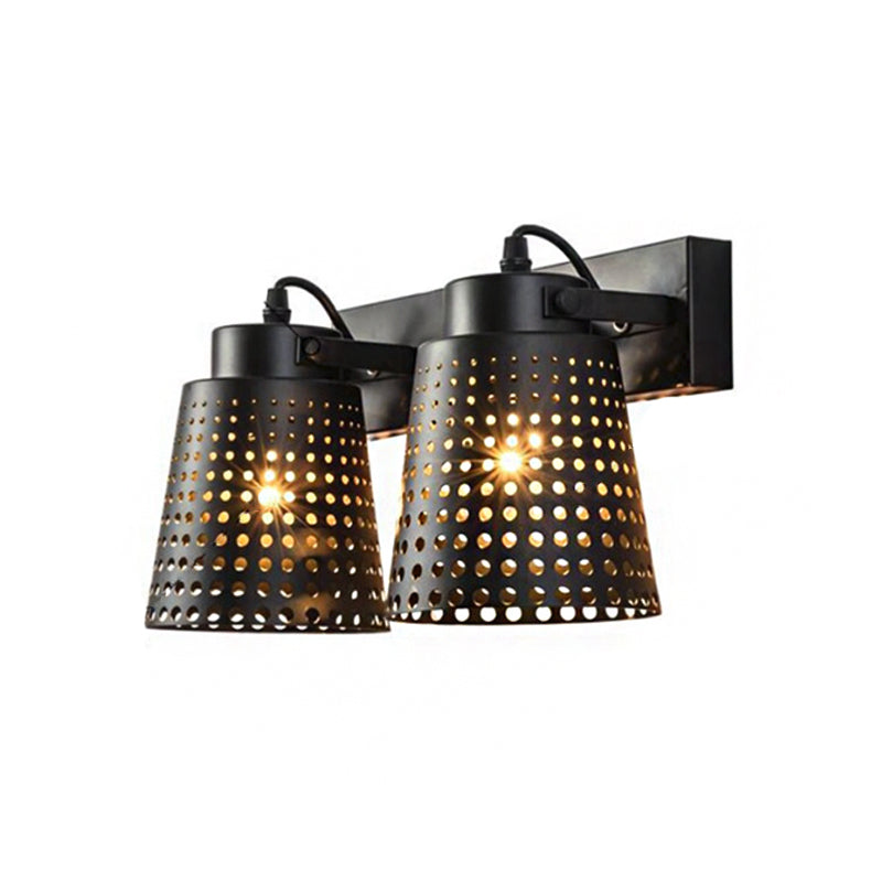 Avtoit | Steel Wall Lamp with Hollow Design Industry 1/2/3-Head Indoor Rotating Wall Lamp in Black
