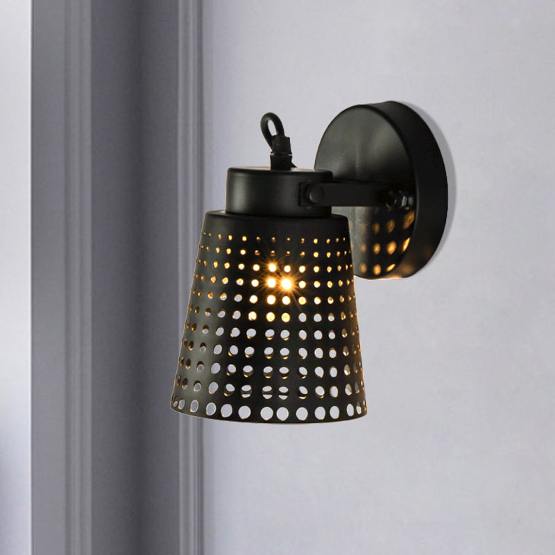 Avtoit | Steel Wall Lamp with Hollow Design Industry 1/2/3-Head Indoor Rotating Wall Lamp in Black