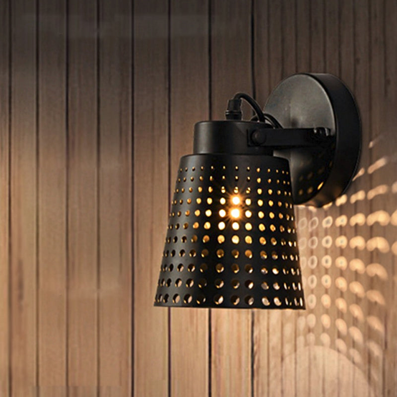 Avtoit | Steel Wall Lamp with Hollow Design Industry 1/2/3-Head Indoor Rotating Wall Lamp in Black