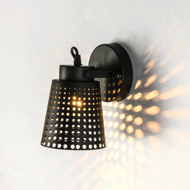 Avtoit | Steel Wall Lamp with Hollow Design Industry 1/2/3-Head Indoor Rotating Wall Lamp in Black