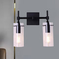 Avtoit | Clear Glass Tube Wall Lighting Kitchen Bathroom 2 Lights Antique Wall Lamp in Black