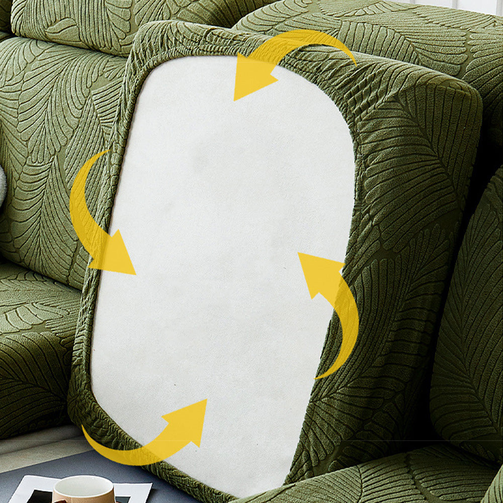 Avtoit | Modern Leaf Jacquard Waterproof Anti-Scratch Stretch Full Cover Sofa Cover